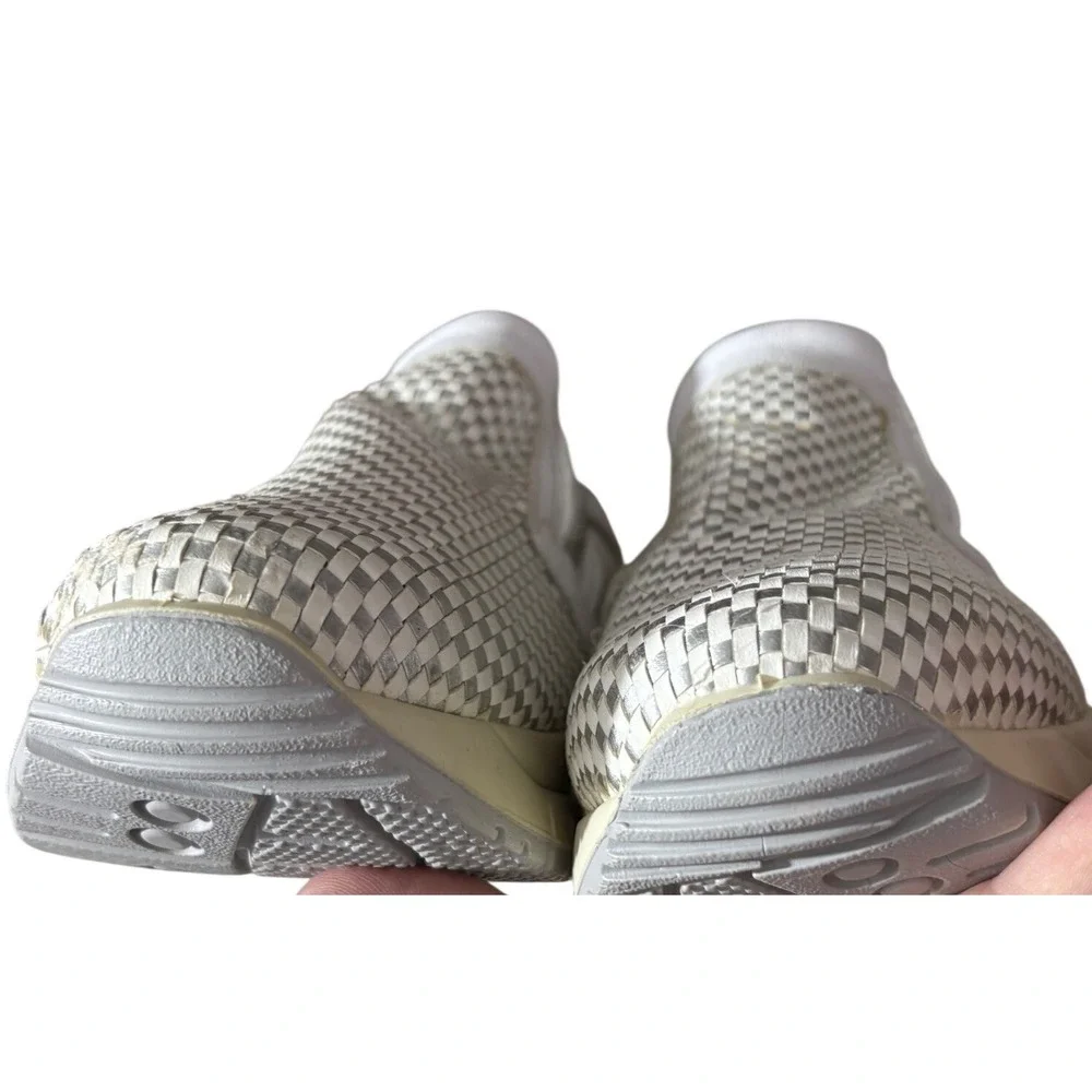 Igi&Co Woven Leather White Metallic Comfort Sneakers‎ Italy sz 9